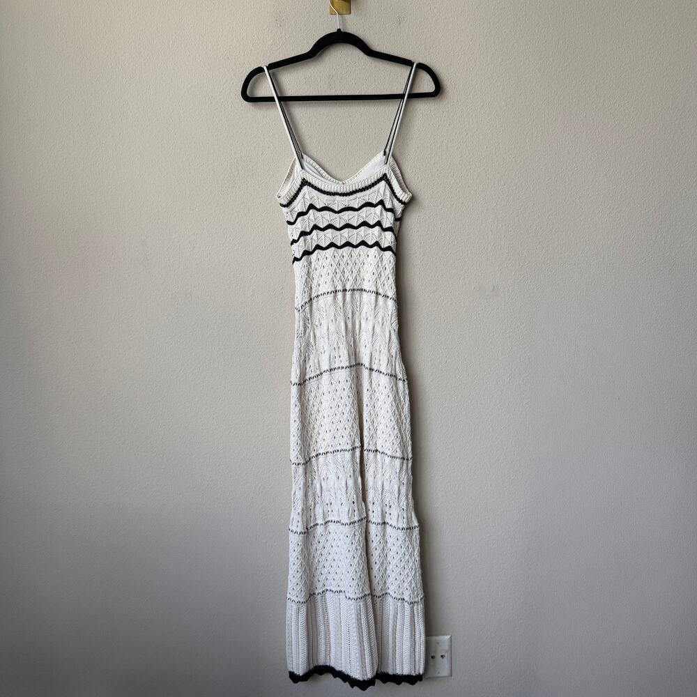Olive + Oak Ivory Crochet Knit Midi Dress Size M - Picture 3 of 6